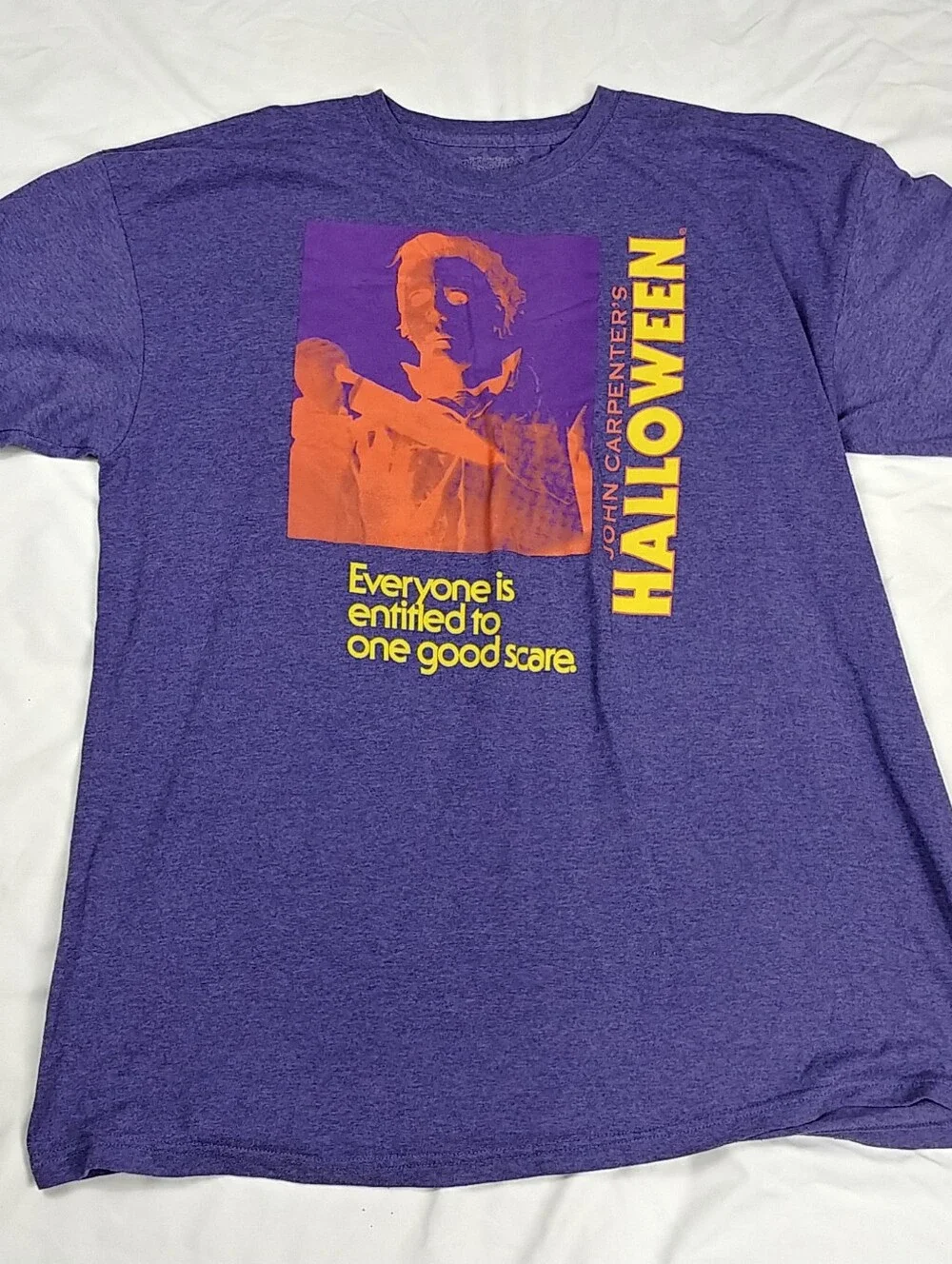 Halloween Movie Tee Shirt Men's XL Purple Orange Graphic Short Sleeve